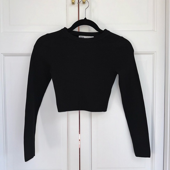 Zara Black Cropped Knit Sweater - Picture 4 of 8